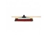 Broom with Scraper and Wooden Handle - 16 Natural Bassine and Red PVC