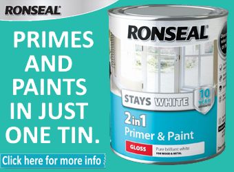 Ronseal Stays White - Primes & Paints in just one tin.