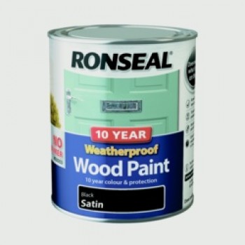 10 Year Weatherproof Satin Wood Paint - 750ml / Black