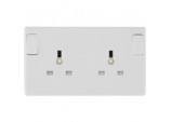 2 Gang White Round Edge Single Pole Switched Socket - 13a