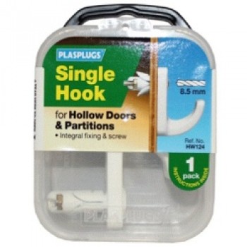 Hollow Door Hook White - Single