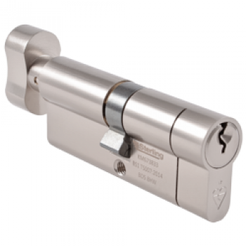 British Standard 1* Euro Cylinder Satin Nickel Thumbturn - 40 x 40mm