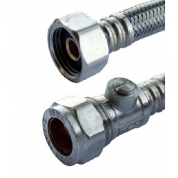 Flexi Tap Connector 15 x 15mm x 50cm + Iso Valve - 9.5mm