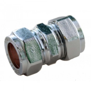 Compression Straight Connector - 15mm x 15mm Chrome