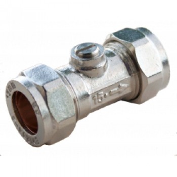 Compression Isolating Valve - Slotted 15 x 15mm Chrome